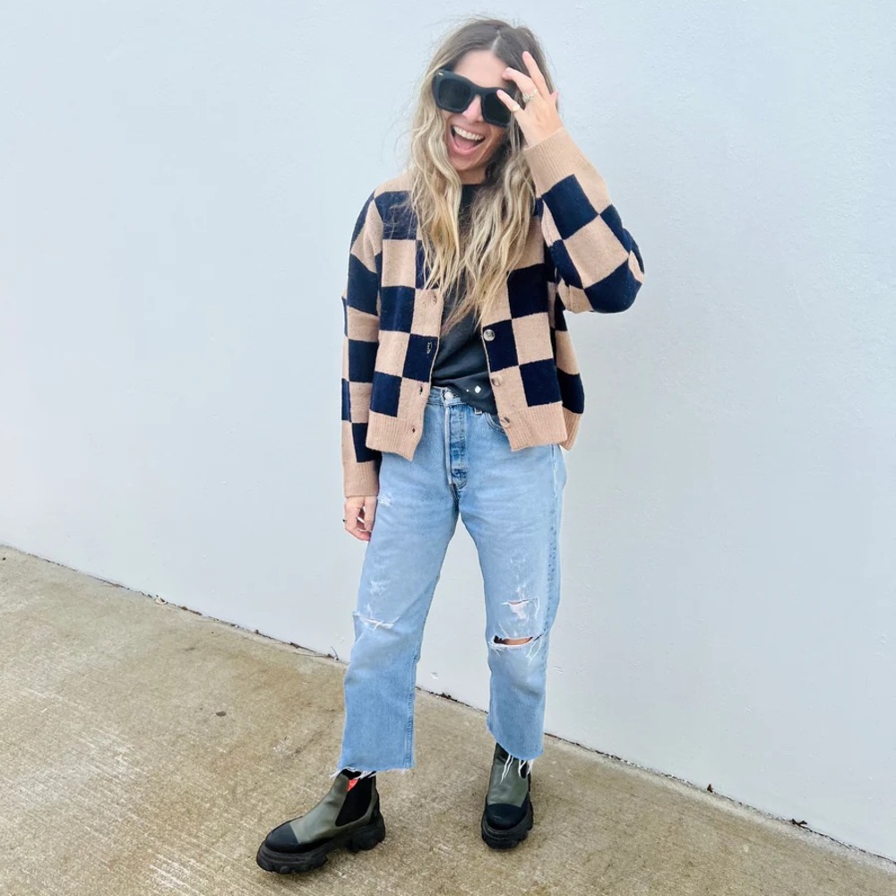 Checkered Cardigan Sweater - Picture 4 of 5